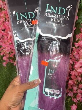 NDI Brazilian Remi Ombre Purple to Black Human Hair Weft